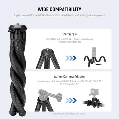 NEEWER Magnetic Flex Phone Tripod Compatible with MagSafe iPhone Android | TP33 Flexible Phone Tripod, Mini Vlog Cellphone Stand with Ball Head, for Stroller Bike Motorcycle Tube Round Objects - style: TP33