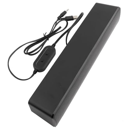 Computer Sound Bar, White PC Speakers White Soundbar Stereo USB Powered Mini Soundbar Speakers USB Wired Soundbar (Black) - color: Black