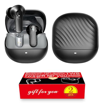 Wireless Earbuds 2 Pack, ANC in-Ear Bluetooth Headphones, Big Bass Durable, Lightweight Design for Noisy Factories, Gym, and Travel, 60 Hour Long Playtime - color: Black
