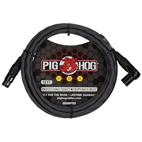 Pig Hog PHMH10GRR Hex Series, 10ft Right Angle Mic Cable, Grey