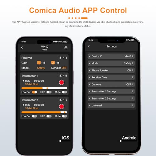 COMICA VM40 Wireless Shotgun Microphone with 48kHz/32-bit Float Recording | Wired & Wireless Modes, 32GB File Storage, 32H Working, 656ft Range, for Canon, Nikon, Sony, Phone, Filming, Video Recording