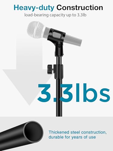 InnoGear Desktop Microphone Stand Holder Mic Stand Desk Mount for Fifine | for Shure Blue Yeti, All-Metal Construction, Weighted Iron Base, Height Adjustable, 3.3lb Weight Capacity
