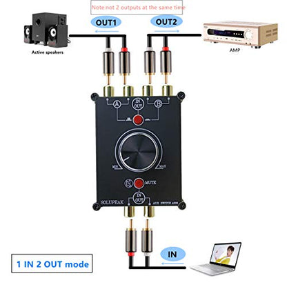 2-Way Stereo L/R RCA Switch Selector 2 in 1 Out Audio Passive Signal Switcher Splitter Box - color: 2 ports RCA switch(2 IN 1 OUT)