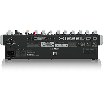 Behringer XENYX X1222USB Premium 16-Input 2/2-Bus Mixer with XENYX Mic Preamps and Compressors, British EQ, 24-Bit Multi-FX Processor and USB/Audio Interface