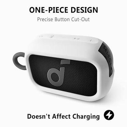 Geiomoo Silicone Case for Anker Select 4 Go Speaker, Protective Portable Scratch Shock Resistant Cover (White) - color: White