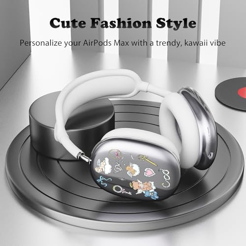 for AirPods Max Headphones Bear Ear Covers for AirPods Max 2 | Cute Clear Ear Cups Cover | White Silicone Ear Pad Case Headband Cover for Apple AirPods Max 2/1 (2026/2024/2020) - color: Bear Angel/White