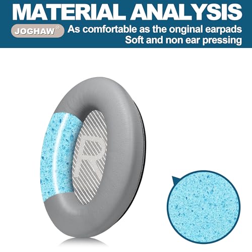 Headphones Replacement Ear Pads, Protein Leather earpad Cushions for Bose Quiet Comfort QC35 Headphones, Replacement Earpads, Softer Memory Foam - Gray - color: Grey