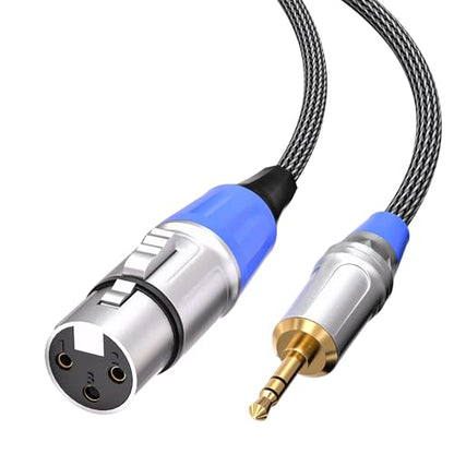 Tisino XLR Female to 3.5mm TRS Aux Unbalanced Microphone Cable, 3.3FT/1m | XLR Female to 1/8" Mini Jack Mic Cable For DSLR, Camcorder, Nylon Braid Gold-Plated Unbalanced Lead - size: 3.3 feet