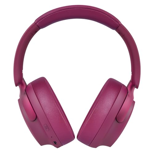 B8 Bluetooth Headphones Over Ear, 6 EQ Music Modes and 50H Playtime Deep Bass Wireless Headphones with Mic, Lightweight Folding HiFi Stereo Headset for iPad/Travel/Tablet/PC/Home Red - color: Red