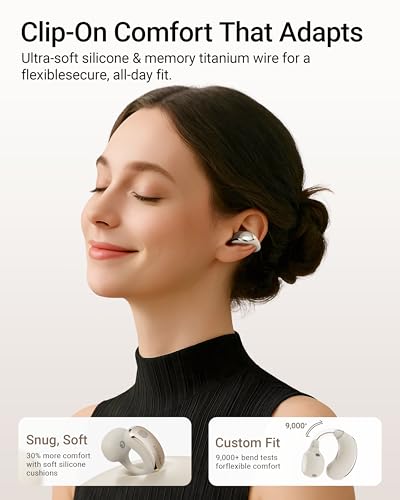 ACEFAST AceClip Pro Open-Ear Earbuds, Wireless Clip-On Earbuds with 3× Larger Drivers, Outdoor Boost Mode, AI Noise Cancelling Calls, 28H Playtime, IP55 Waterproof, App & Click Control, Lightweight - color: Cream