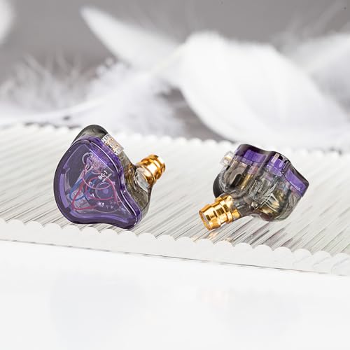 CCZ 멜로디 인이어 모니터 헤드폰, hifi 1DD 1BA 드라이버 iem 이어폰, 선명하고 깨끗한 사운드의 유선 이어버드, 가수 뮤지션 드러머 스튜디오용 3.5mm 유선 이어버드 (퍼플, 마이크 없음) - color: 퍼플., size: 마이크 없음, style: 마이크 없음