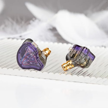 CCZ 멜로디 인이어 모니터 헤드폰, hifi 1DD 1BA 드라이버 iem 이어폰, 선명하고 깨끗한 사운드의 유선 이어버드, 가수 뮤지션 드러머 스튜디오용 3.5mm 유선 이어버드 (퍼플, 마이크 없음) - color: 퍼플., size: 마이크 없음, style: 마이크 없음