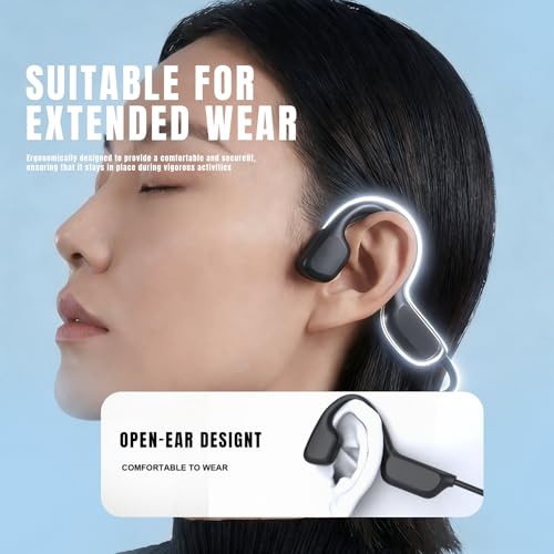 Bone Conduction Headphones for Swimming, Bluetooth 6 Open-Ear Sports Earbuds, Built-in MP3 Player with 32GB Memory, IPX8 Waterproof Swimming Headset，Sporty Black