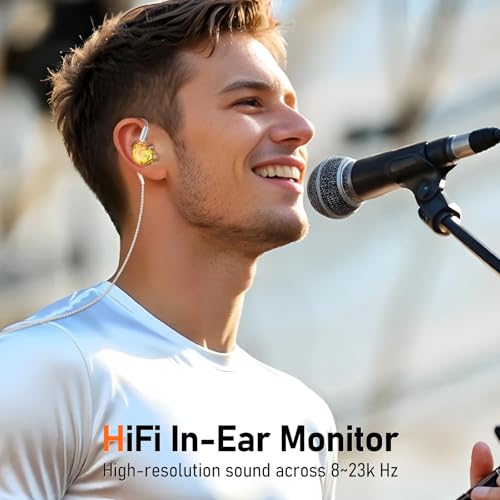 Audiovance Vibes 202M HiFi Wired Earbuds in-Ear Monitor Headphones with Mic - color: 5-Yellow