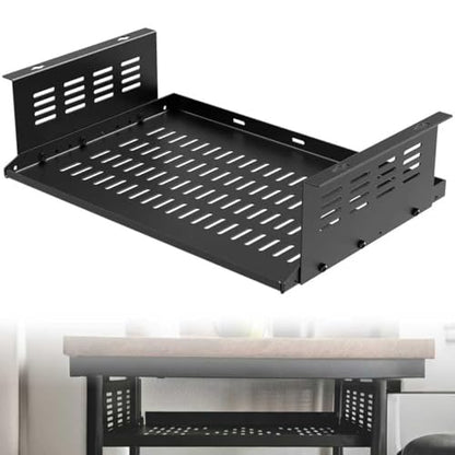 PC Holder Under Desk,Under Desk Computer Mount for Small Form Factor SFF Computers and PCs,Compatible with PlayStation 4, PS4 Slim, PS4 Pro,Gaming UnderDesk L17.3 x H 4" x D 12"