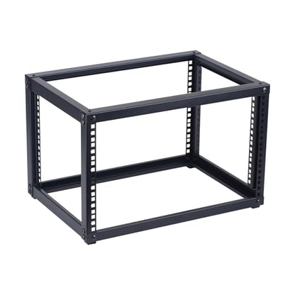 6U Open Frame Network Rack, Small Server Rack Shelf | Ideal for networking, audio, and video equipment. Versatile design perfectly fits desktop AV rack setups