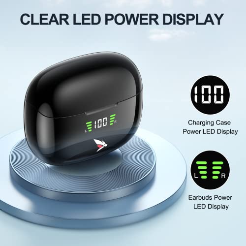 True Wireless Earbuds, Bluetooth Headphones, Hi-Fi Stereo in-Ear Headphones, 1562F Smart Chip, ANC Active, 40H Playtime, IPX6 Waterproof, Ergonomic Design, Smart Touch with Wireless Charging Case