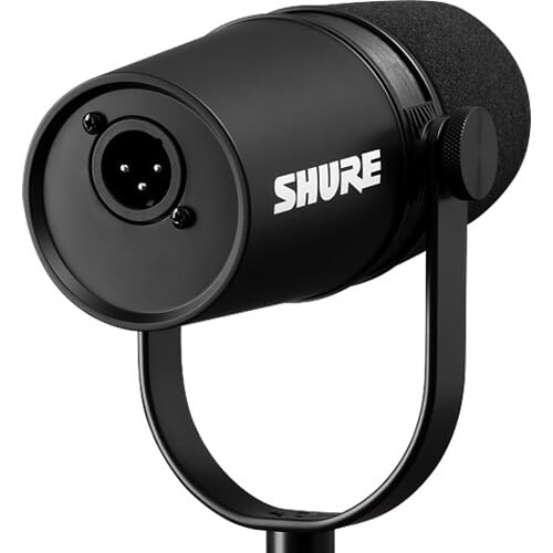 Shure MV7X XLR Podcast Microphone with XLR Cable - Dynamic Mic for Podcasting & Vocal Recording, Voice-Isolating Technology, All Metal Construction, Mic Stand Compatible, Optimized Frequency - Black