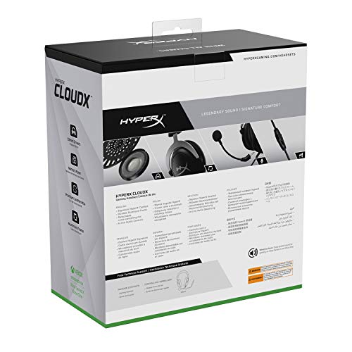 HyperX CloudX, Official Xbox Licensed Gaming Headset, Compatible with Xbox One and Series X|S, Memory Foam Ear Cushions, Detachable Noise-Cancelling Mic, in-line Audio Controls,Black/ Silver - size: Wired