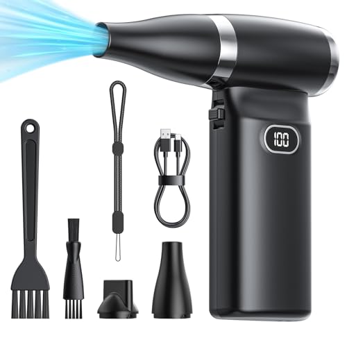 Compressed Air Duster Electric Blower Cordless Canned Air Substitute | 90000RPM 60 MPH High Wind Speed 6000mAh Battery Powerful Cleaner for Computer, Car, Home, etc.