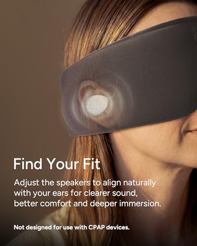 Sleenova SoundMask - Sleep Mask with Built-in Tuned Sleep Audio, Side Sleeper Optimized, Phone-Free Sleep & Nap, Bluetooth Modes, Soft Black - color: Black