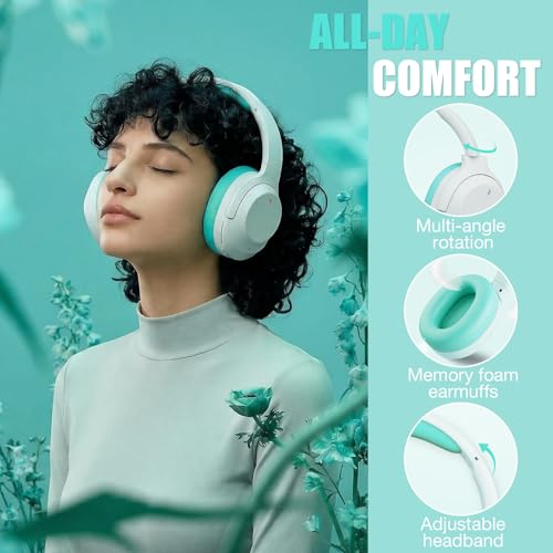 Upgraded Pro‑level Hybrid Active Noise Cancelling Headphones, HD Sound & Big Bass, 2X Softer Comfort, Long ANC Playtime, Wireless Over-Ear Bluetooth Headphones Perfect for Home Office|Travel|Pair - color: Green