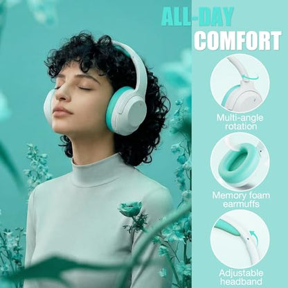 Upgraded Pro‑level Hybrid Active Noise Cancelling Headphones, HD Sound & Big Bass, 2X Softer Comfort, Long ANC Playtime, Wireless Over-Ear Bluetooth Headphones Perfect for Home Office|Travel|Pair - color: Green