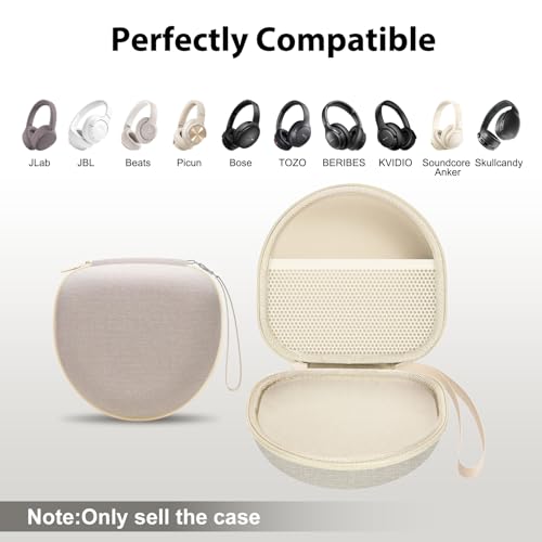 Headphone Case for JLab/Beats/TOZO/JBL/BERIBES/Picun Etc Headphones, Cream | for JLab JBuds Lux ANC/Go Lux ANC, Beats Studio Pro/Solo 4 3,TOZO HT3,KVIDIO Etc Headphone, Hard Shell Case for Travel Home - color: Cream