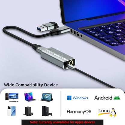 Portable USB HiFi Sound Card/Headphone Amplifier/Desktop USB HiFi Amps with 4.4mm/3.5mm Dual Outputs Supports PCM 384kHz/DSD256 High Resolution Lossless for Android/Linux/Windows Devices