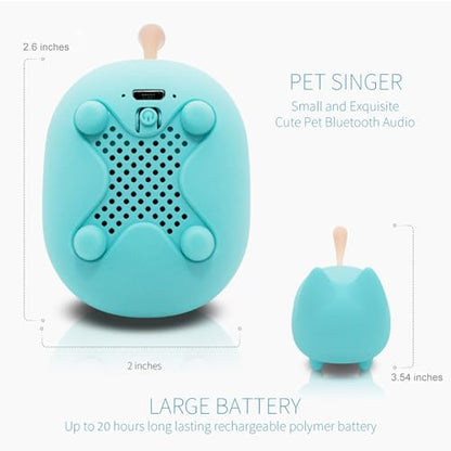 Cute Cat Bluetooth Speaker Mini Portable Wireless Stereo for PC Travel Gift | Cat-shaped silicone tail, 40H playtime, TWS pairing, hands-free mic, BT5.3,perfect home/office/outdoor/gifts - color: Green