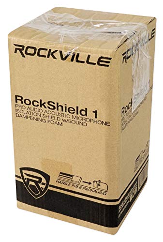 Rockville RockShield 1 Studio Microphone Isolation Shield, Sound Dampening | 3-Panel, 1.5" Acoustic Foam, Compact, Foldable, Stand Mountable, Includes Tripod Desktop Stand, 5/8" and 3/8" Adapters