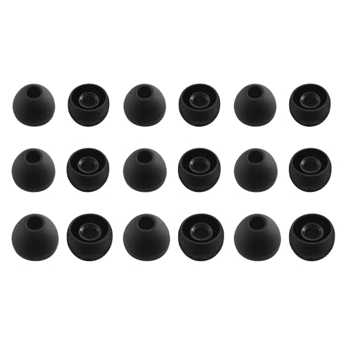 Replacement Silicone Ear Tips for bmani T16 / occiam T17 Earbuds | Compatible with TOZO T6 / TOZO T10 / TONEMAC N18 Earbuds, 9 Pairs (S/M/L, Black)
