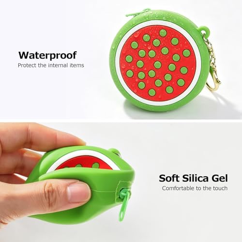 【Woyinger】 Fruit Shaped Silicone Earbud Case for AirPods, Tech Organizer Pouch with Keychain & Wrist Strap, Mini Cable Coin Wired/Wireless Earphone Holder, Watermelon - color: A2-Watermelon