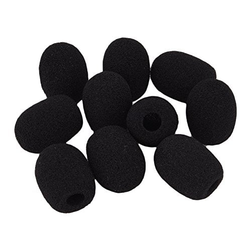 Sunmns Mini Small Size Lapel Headset Microphone Windscreen Foam Cover | 10 Pack, Black