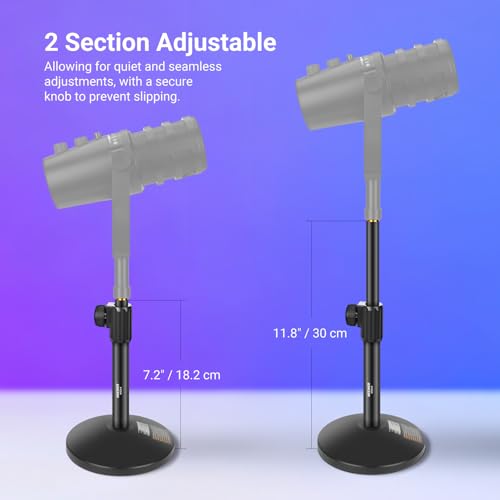 NEEWER Desk Microphone Stand, Adjustable Table Top Mic Holder Mount with 3/8" to 5/8" Screw Adapter Compatible with QuadCast SoloCast Shure Blue Yeti Snowball, Max Load 3.3 lbs, MS014 - style: MS014