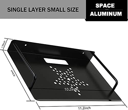 Alumimum Alloy Wall Mount Shelf Bracket for TV Accessories WiFi Router TV Box Set Top Box (Black, 11.2'' x 8.2'') - size: 11.2'' x 8.2''