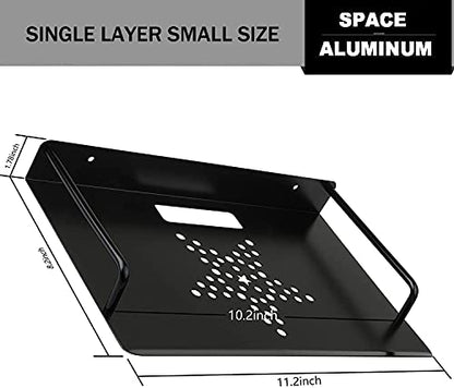 Alumimum Alloy Wall Mount Shelf Bracket for TV Accessories WiFi Router TV Box Set Top Box (Black, 11.2'' x 8.2'') - size: 11.2'' x 8.2''