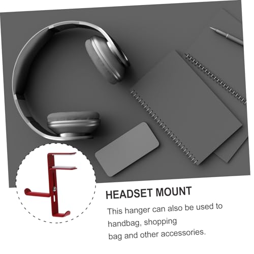 Adjustable Headphone Rack for Desk – Metal Clamp Hook Punch-Free Design Suitable for Home Office Use Compatible Headsets and Controllers - color: Red