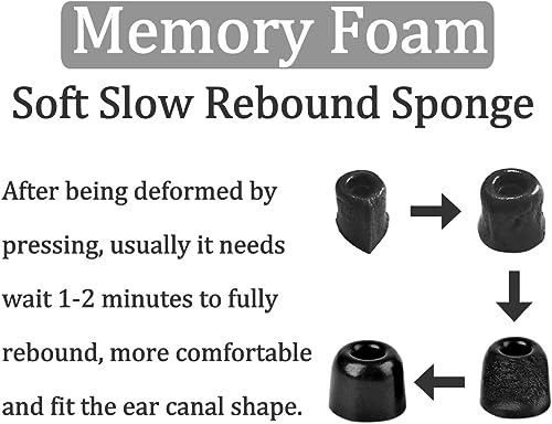 Memory Foam Tips Compatible with Powerbeats Pro Replacement Ear Tips, Perfect Noise Cancellation, Fit in Case, Foam Tips 6 Pairs, Black, Large Size (515BL) - size: Large