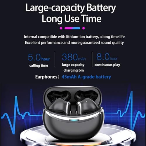 Wireless Earbuds Bluetooth 5.3 ENC Headset Low Latency Gaming Headset, TWS Stereo Wireless Headset Noise Canceling Gaming Earbuds with Microphone, IPX5 Water and Sweat Resistant, Black