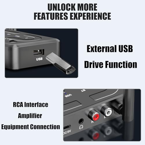 T89 Bluetooth Receiver for Home Stereo, RCA & 3.5mm AUX Out Put, USB Wireless Audio Adapter for Stereo Receiver&Amplifier, Low Latency HiFi Music Streaming