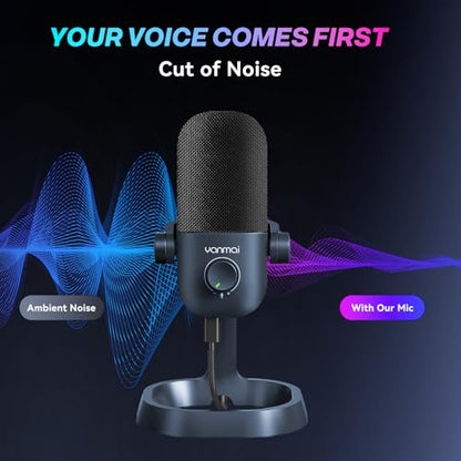 USB Microphone for PC, Plug & Play Cardioid Condenser Mic - color: DarkBlue