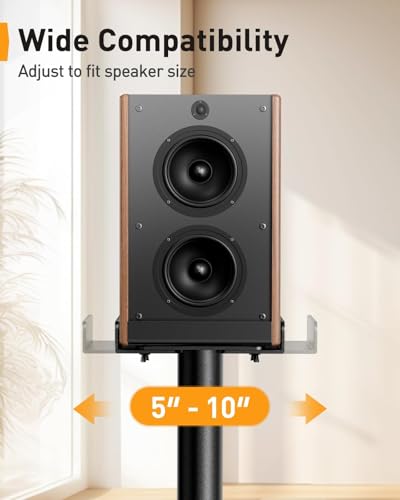 Perlegear Universal Speaker Stands Pair with Cable Management, 33.6 inch Speakers Stands for Bookshelf Speakers, Satellite Speakers & Surround Sound Speaker Holds to 22lbs (PGSS2)
