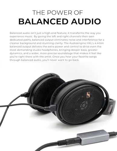 Audioengine HXL Balanced Portable DAC and Headphone Amplifier – 4.4mm Balanced Output, 520mW Power, Hi-Res Audio for Audiophile Headphones | Balanced Output, 520mW Power, Hi-Res Audio for Audiophile Headphones