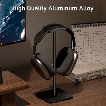 Headphone Stand for Desk - Headset Stand (Black) | headphone holder with Aluminum Hanger, headphone holder for AirPods Max, Sony, Bose, Beats and More - color: Black