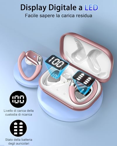 Wireless Earbuds, Bluetooth 5.4 Headphones Sport, 50H Deep Bass Sound Over Ear Buds with 4 ENC Noise Cancelling Mic, Dual LED Display, IP7 Waterproof Earphones with Earhook for Workout/Running/Gym | Sport, Over Ear Buds, 4 ENC Noise Cancelling Mic, Dual L
