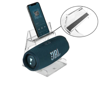 Coyktonty Acrylic Desktop Speaker Stand for JBL Charge6/5/4/iPhone, Clear Table Holder for Speaker and Smartphone (Black) - color: Black