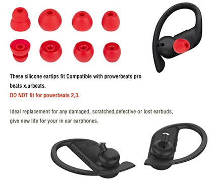 Replacement Ear Tips Compatible with Powerbeats Pro Beats Wireless Earphone Headphones - Silicone Rubber Eartips - Red - 4 Pairs - color: Red