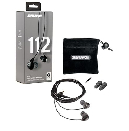 Shure SE112 PRO Wired Earbuds - Professional Sound Isolating Earphones with Single Dynamic MicroDriver, Secure In-Ear Fit, Fixed Cable, Durable Quality - Gray (SE112-GR)