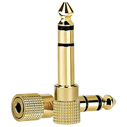 WISYIFIL 6.35mm (1/4 inch) Male to 3.5mm (1/8 inch) Female Stereo Audio Headphone TRS Jack Cable Converter,Gold Plated Copper 2 Pack